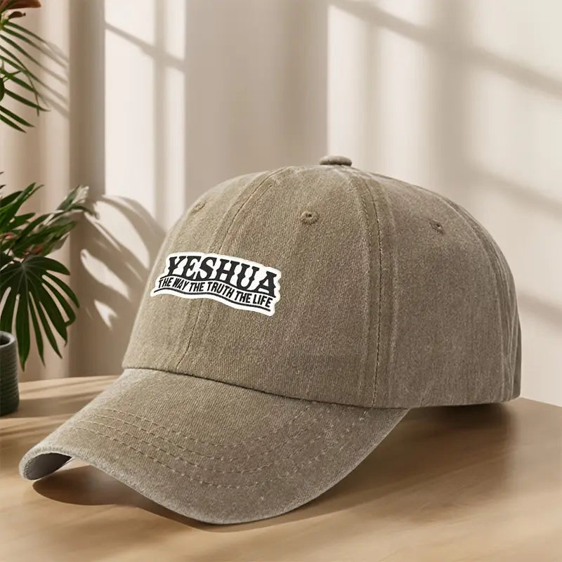 Yeshua The Way The Truth The Life” Vintage Snapback – Washed Retro Christian Streetwear Cap for Men & Women