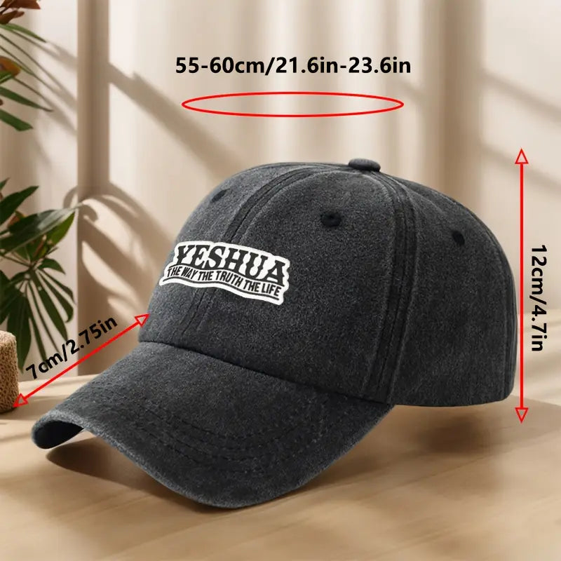 Yeshua The Way The Truth The Life” Vintage Snapback – Washed Retro Christian Streetwear Cap for Men & Women