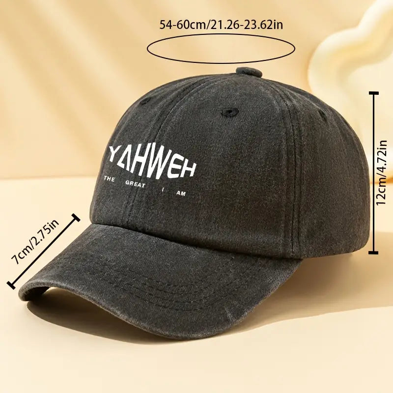 Retro YAHWEH Hat – Adjustable Breathable Baseball Cap for Christian Street Style & Everyday Wear