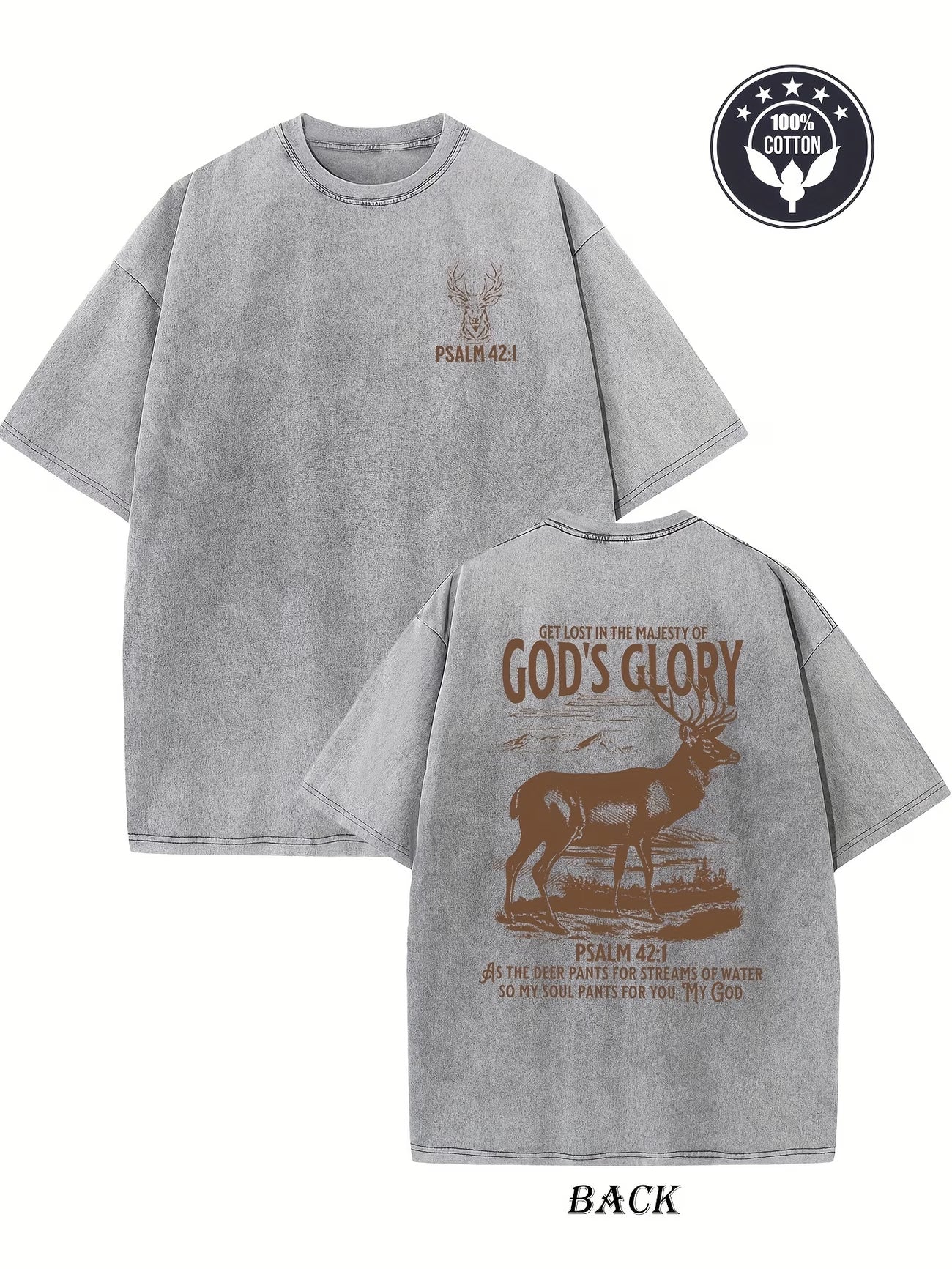 God’s Glory Tee – Psalm 42:1 Vintage Washed Streetwear