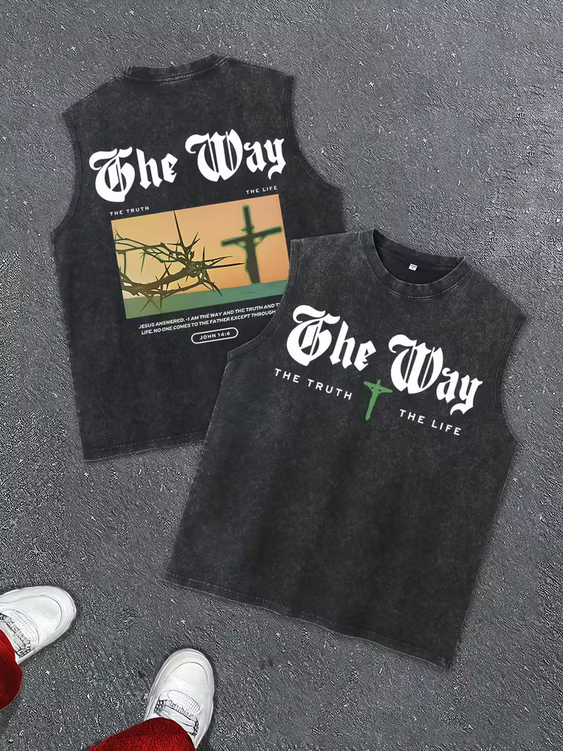 Replied Double-Sided Print Sleeveless Vest