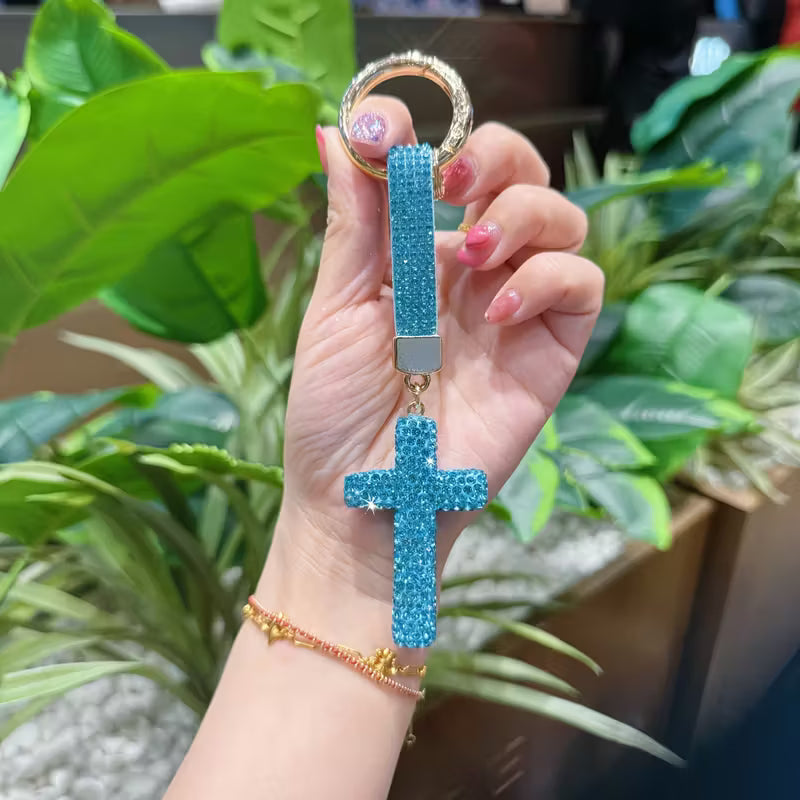 Crystal Cross Keychain