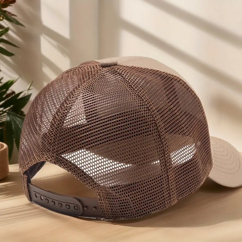 Faith Over Fear Trucker Hat – Airy Mesh Design, Durable Beige Cap for Casual & Active Lifestyle