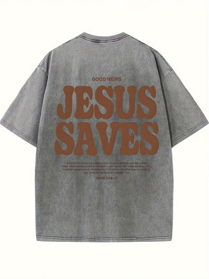 Jesus Saves Tee – Vintage Washed Street Style
