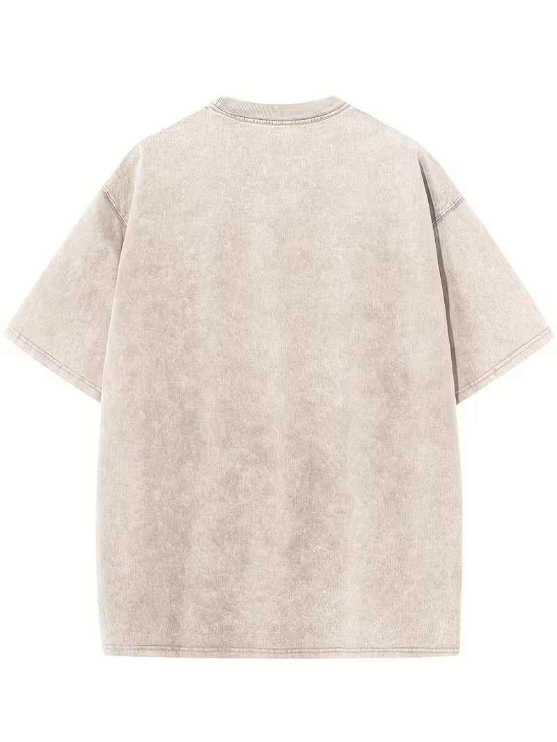 Vintage Faith T-Shirt - Oversized Distressed White & Beige Washed Tee