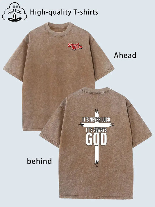 Vintage Washed Christian Streetwear Tee – “Faith Moves Mountains” Oversized Heavyweight Shirt (Matthew 21:11)