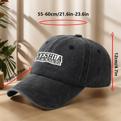 Yeshua The Way The Truth The Life” Vintage Snapback – Washed Retro Christian Streetwear Cap for Men & Women
