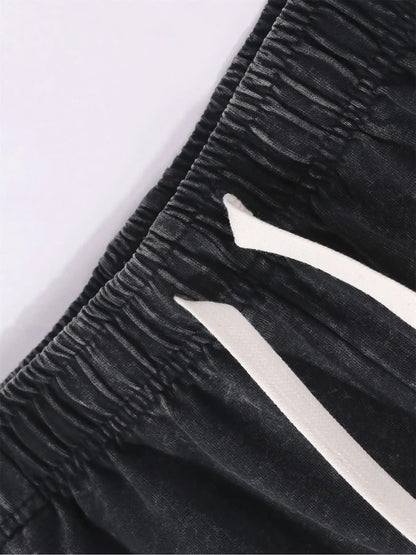 290G Heavy-Duty Washed Verse Shorts | Jesus’ Truth Print (John 14:6) & Cross Design | Adjustable Elastic Waistband | Casual Athletic Faith-Based Shorts