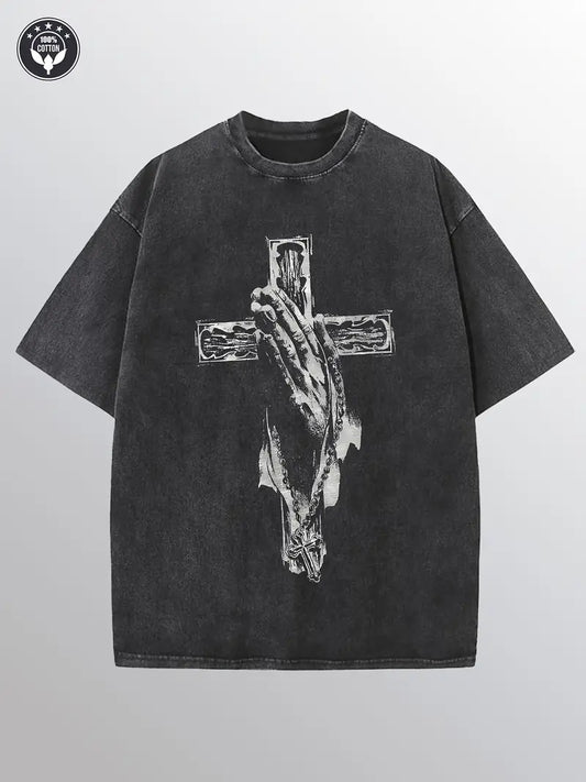 Confidence Over Fear Shirt – Washed Faith Tee for Gym, Travel & Daily Inspiration