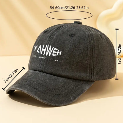 Retro YAHWEH Hat – Adjustable Breathable Baseball Cap for Christian Street Style & Everyday Wear