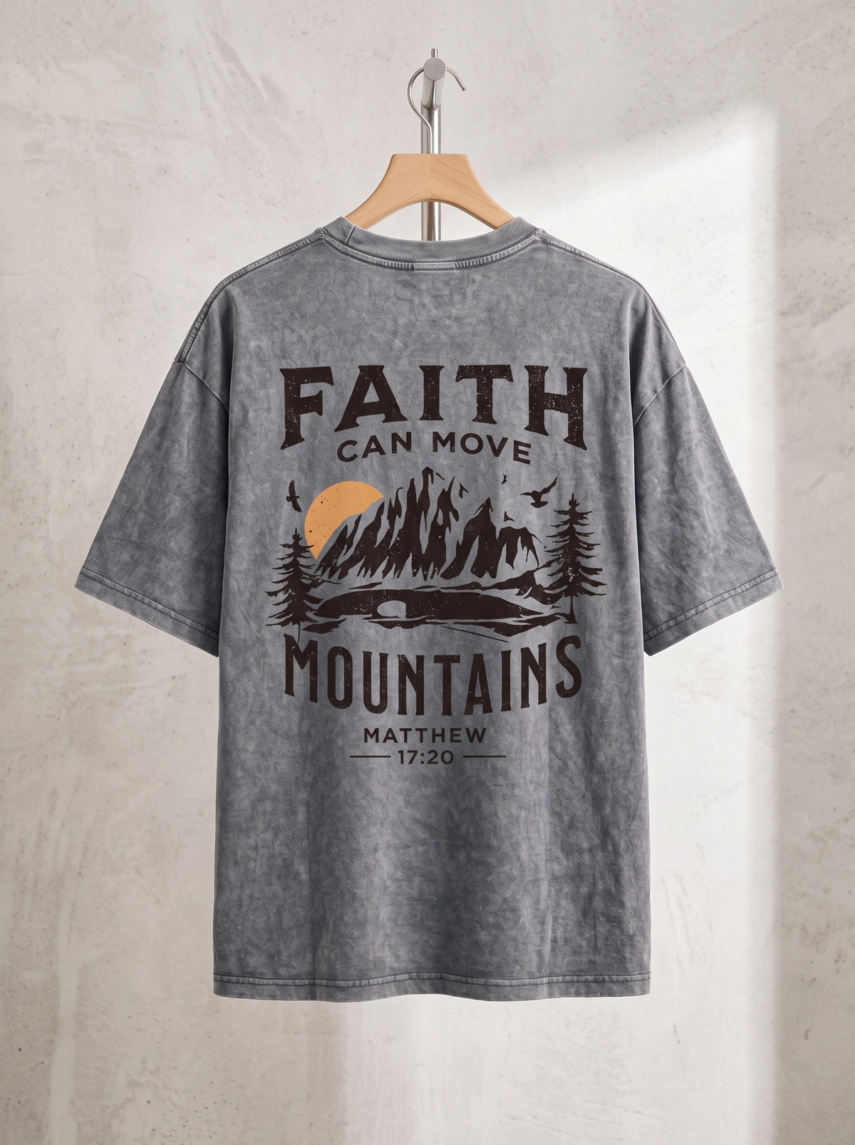 "Faith Can Move Mountains" Acid Wash T-Shirt