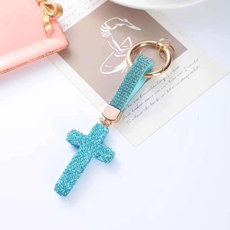 Cross Keychain - Crystal Bag Charm & Car Key Ring