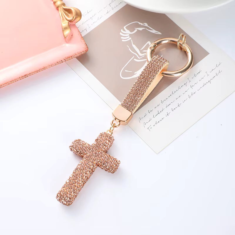 Cross Keychain - Crystal Bag Charm & Car Key Ring