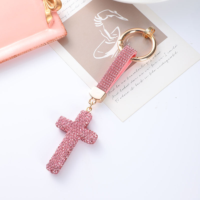 Cross Keychain - Crystal Bag Charm & Car Key Ring