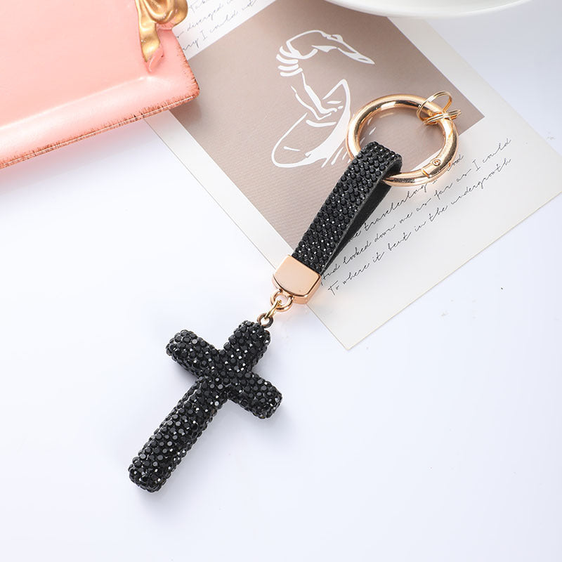 Cross Keychain - Crystal Bag Charm & Car Key Ring