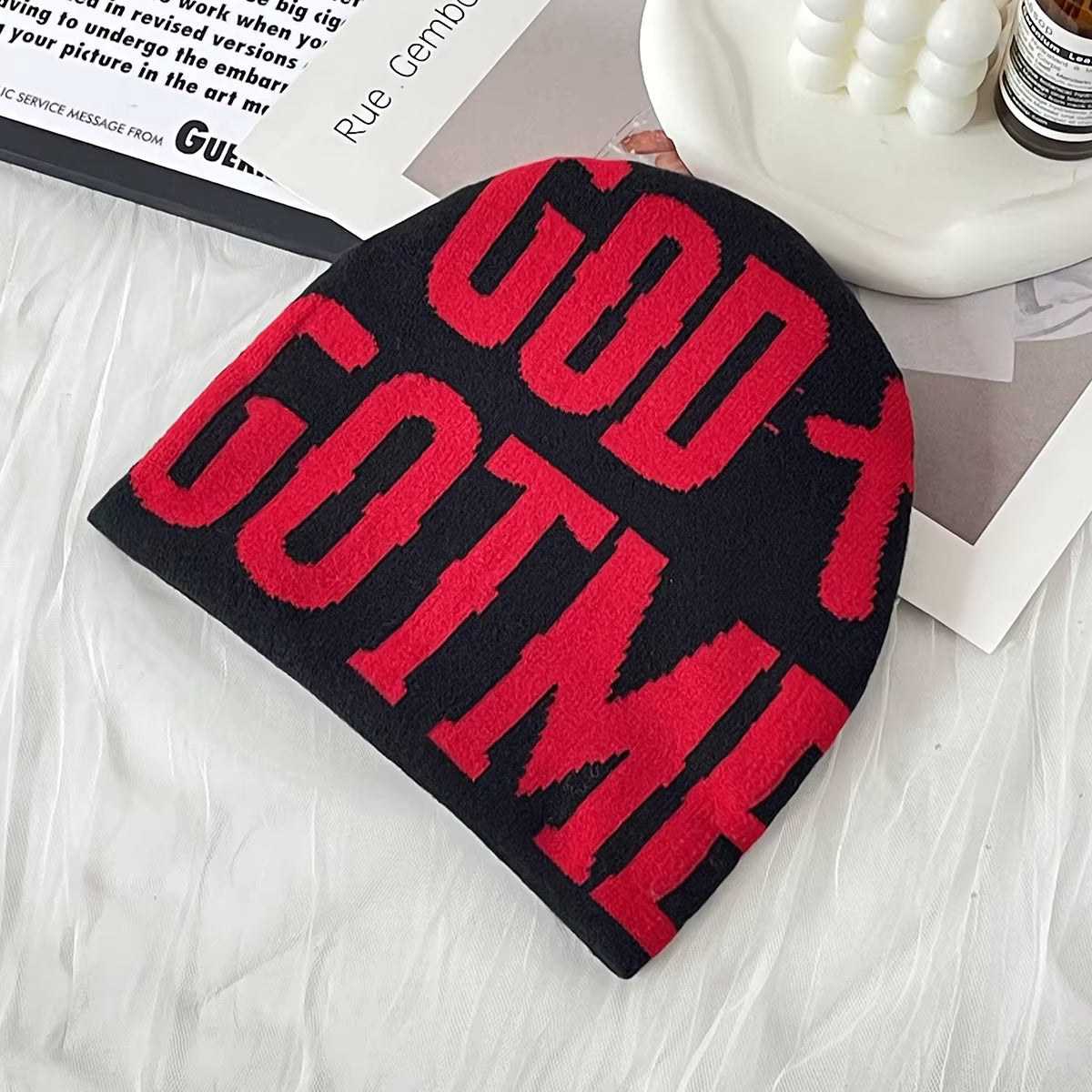God Got Me Knitted Jacquard Beanie - Black