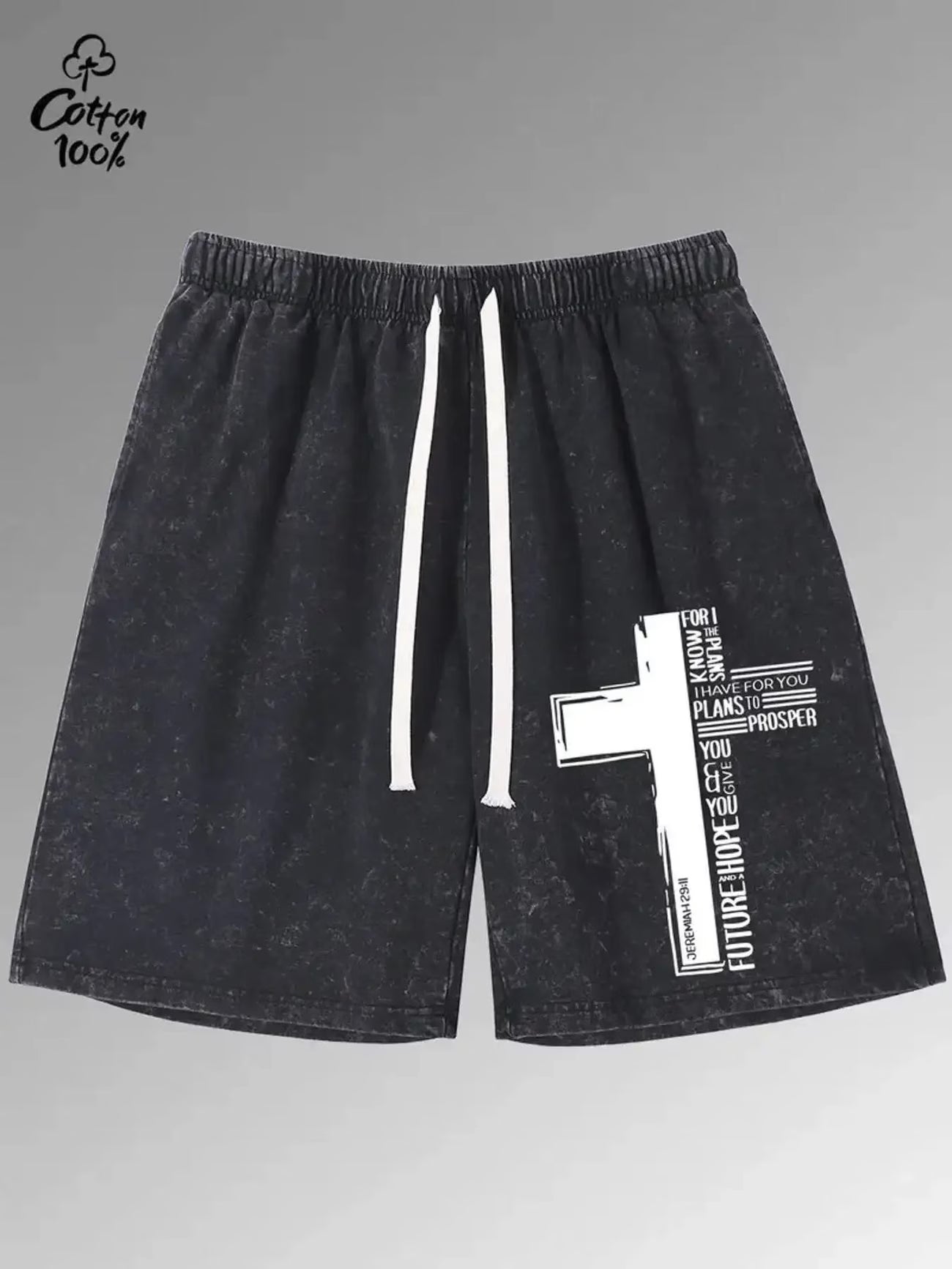 Creative Letter Cross Print | Jeremiah 29:11 Faith Shorts | Casual Summer Travel & Outdoor Wear | Gift for Friends & Family