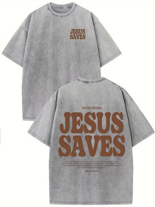 Jesus Saves Tee – Vintage Washed Street Style