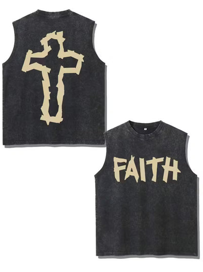 Tank Top Faith & Cross Back Print