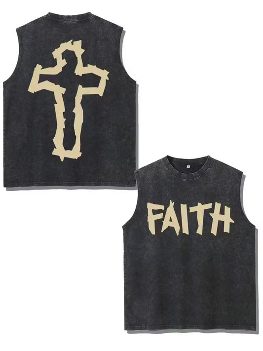 Tank Top Faith & Cross Back Print