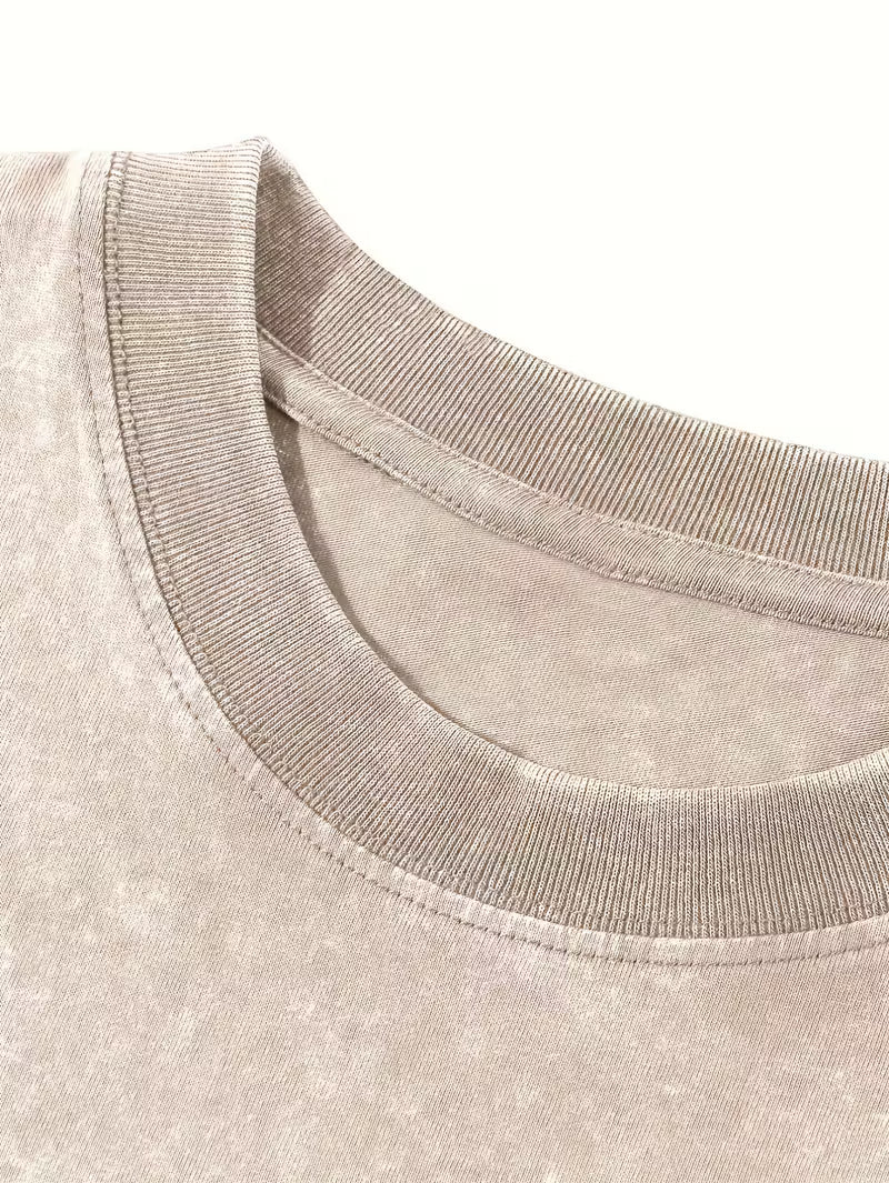 Vintage Faith T-Shirt - Oversized Distressed White & Beige Washed Tee