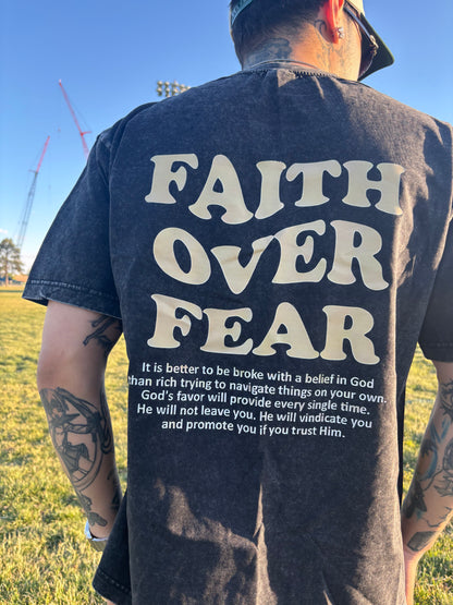 Faith Over Fear T-Shirt – Vintage Christian Oversized Graphic Tee