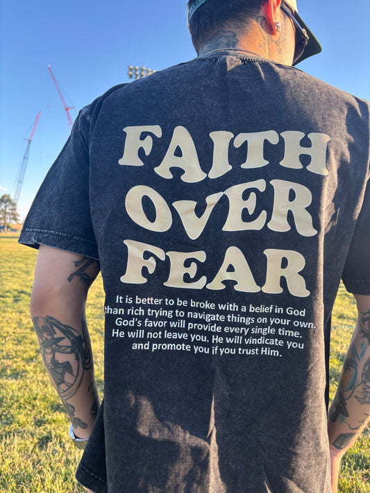 Faith Over Fear T-Shirt – Vintage Christian Oversized Graphic Tee