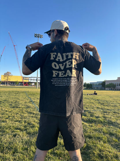 Faith Over Fear T-Shirt – Vintage Christian Oversized Graphic Tee