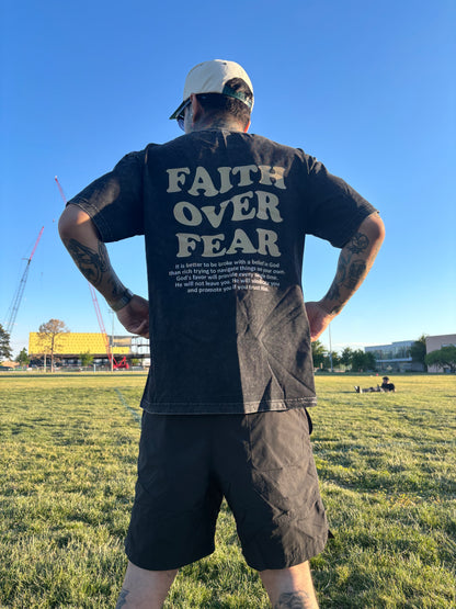 Faith Over Fear T-Shirt – Vintage Christian Oversized Graphic Tee